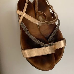 Tamaris Rose Gold Sandal with Rhinestone Detail, 9